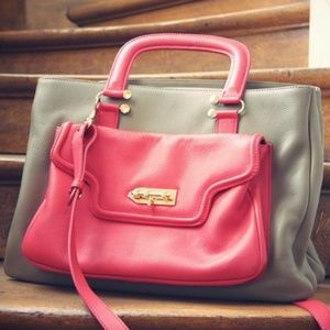 MySuelly Paris 'Sac Joseph' Taupe / Coral Handbag